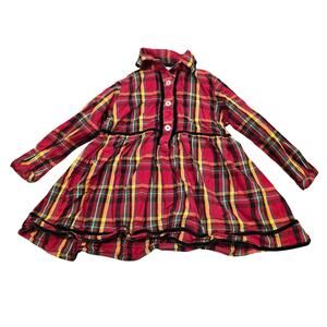 Toddler Girl Ruffle Butts Red Plaid Holiday Christmas Collared Dress | Size 2T